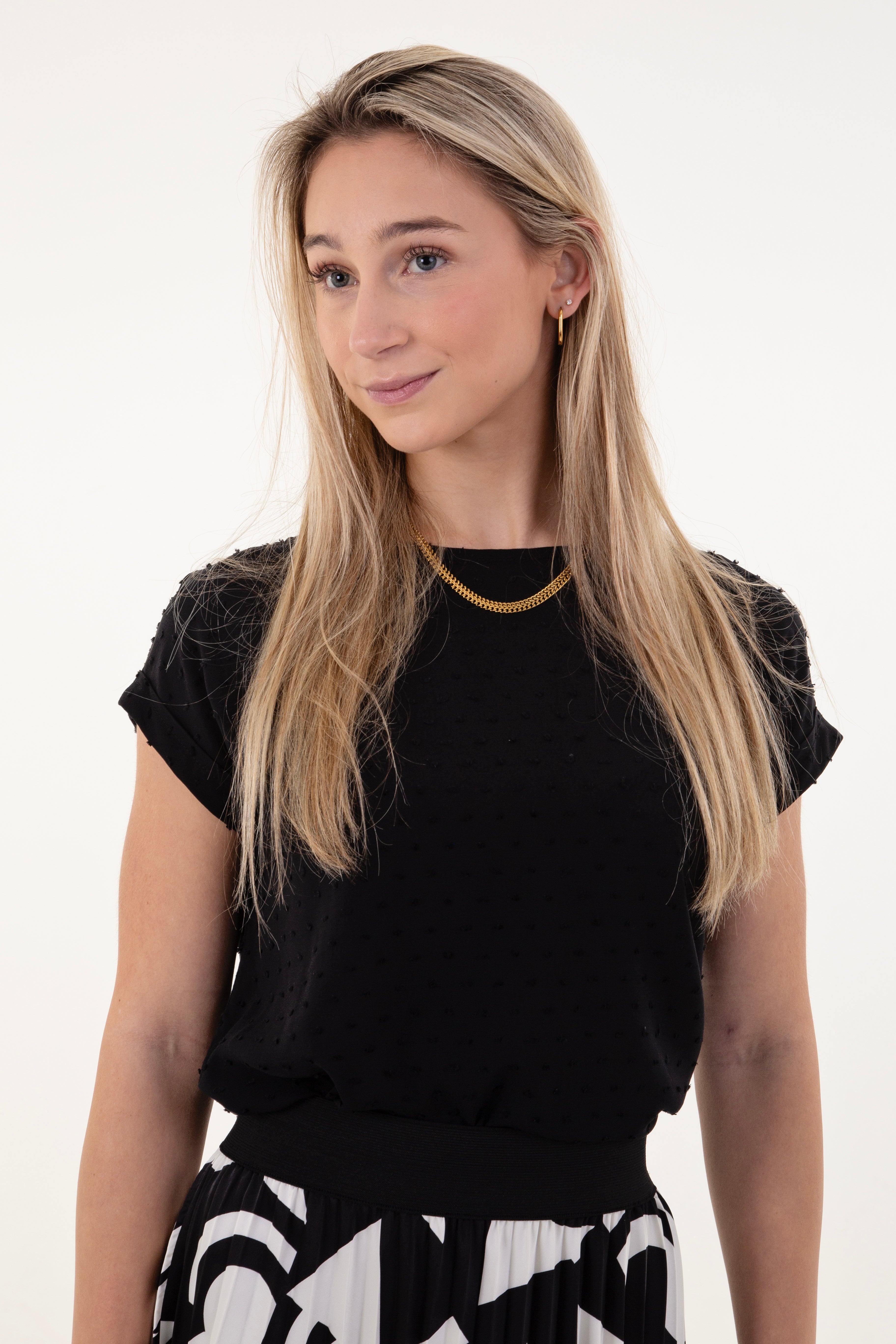 Black Dobby Boxy Top