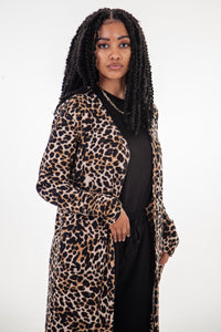Rust Animal Print Longer Length Cardigan