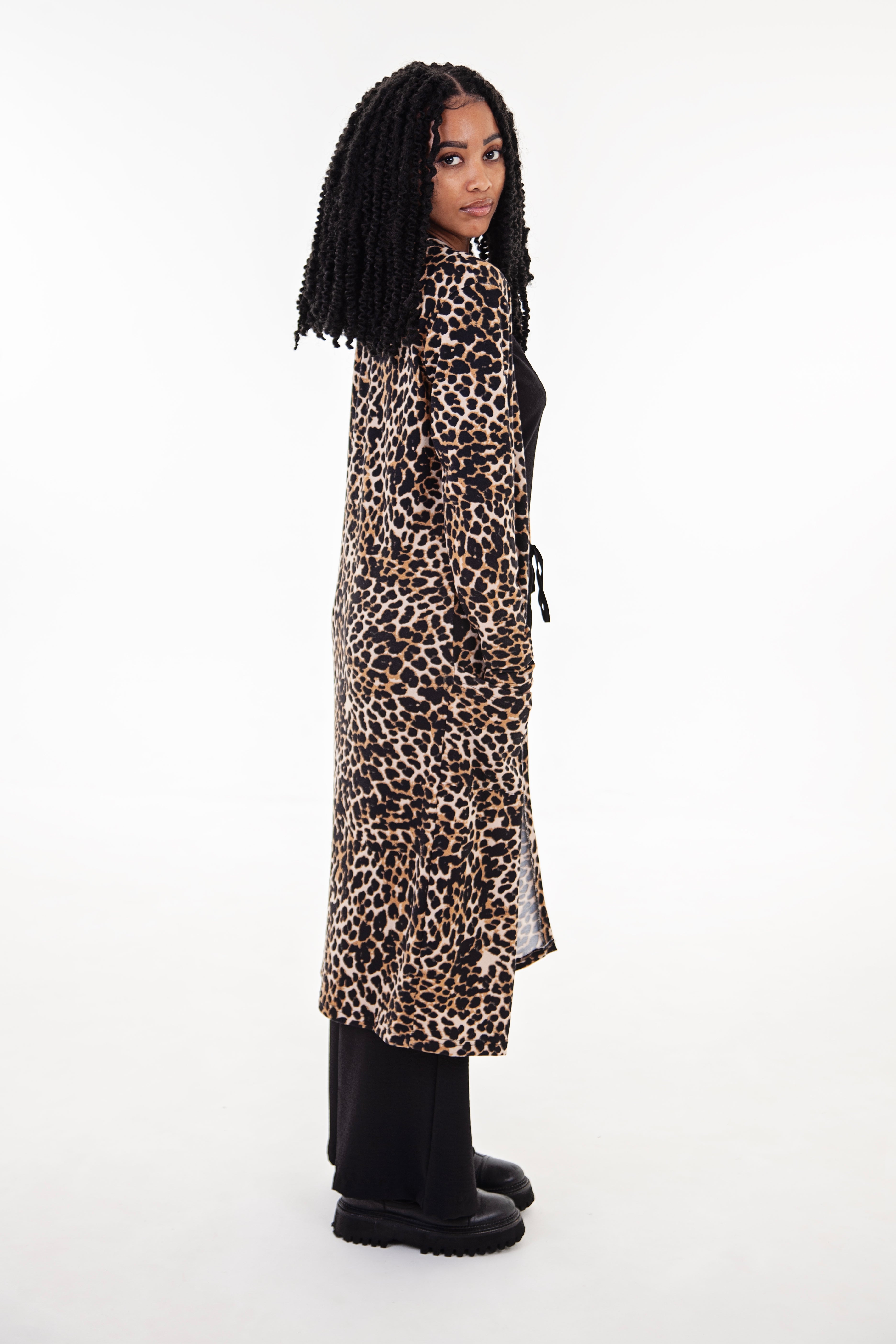 Rust Animal Print Longer Length Cardigan