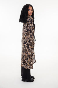 Rust Animal Print Longer Length Cardigan