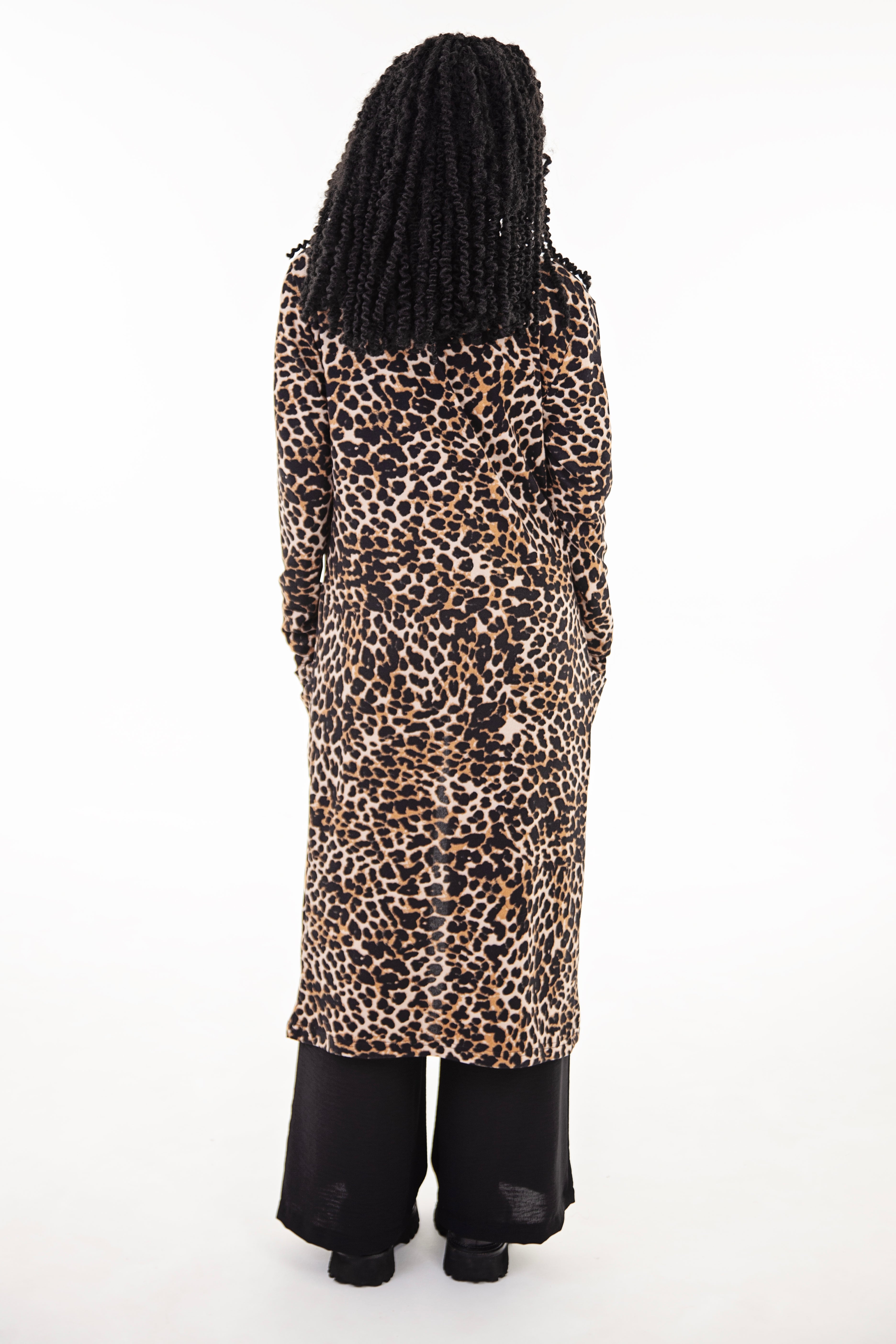 Rust Animal Print Longer Length Cardigan