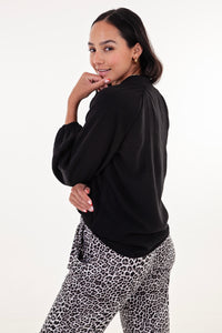 Black airflow long sleeve blouse