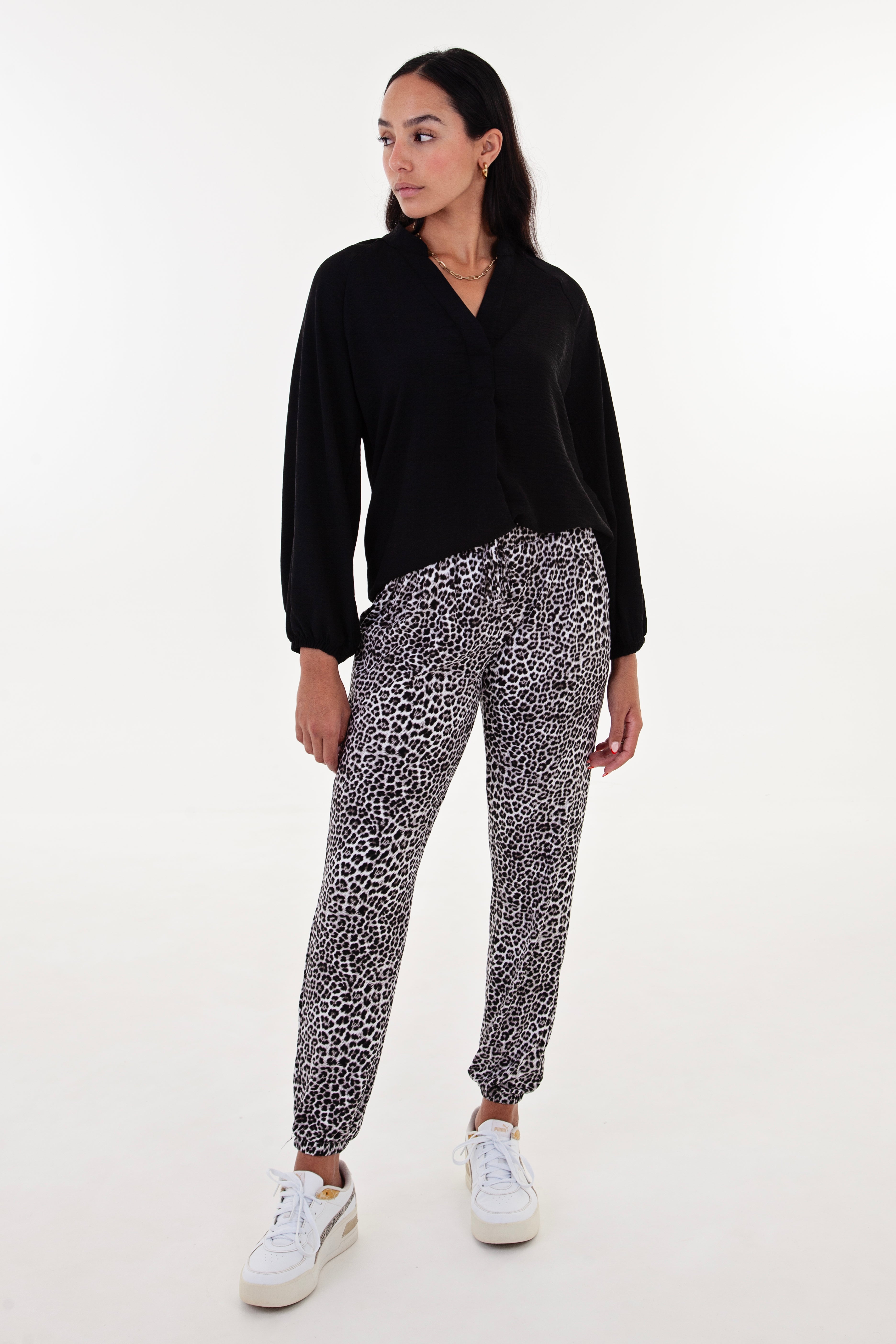 Black airflow long sleeve blouse