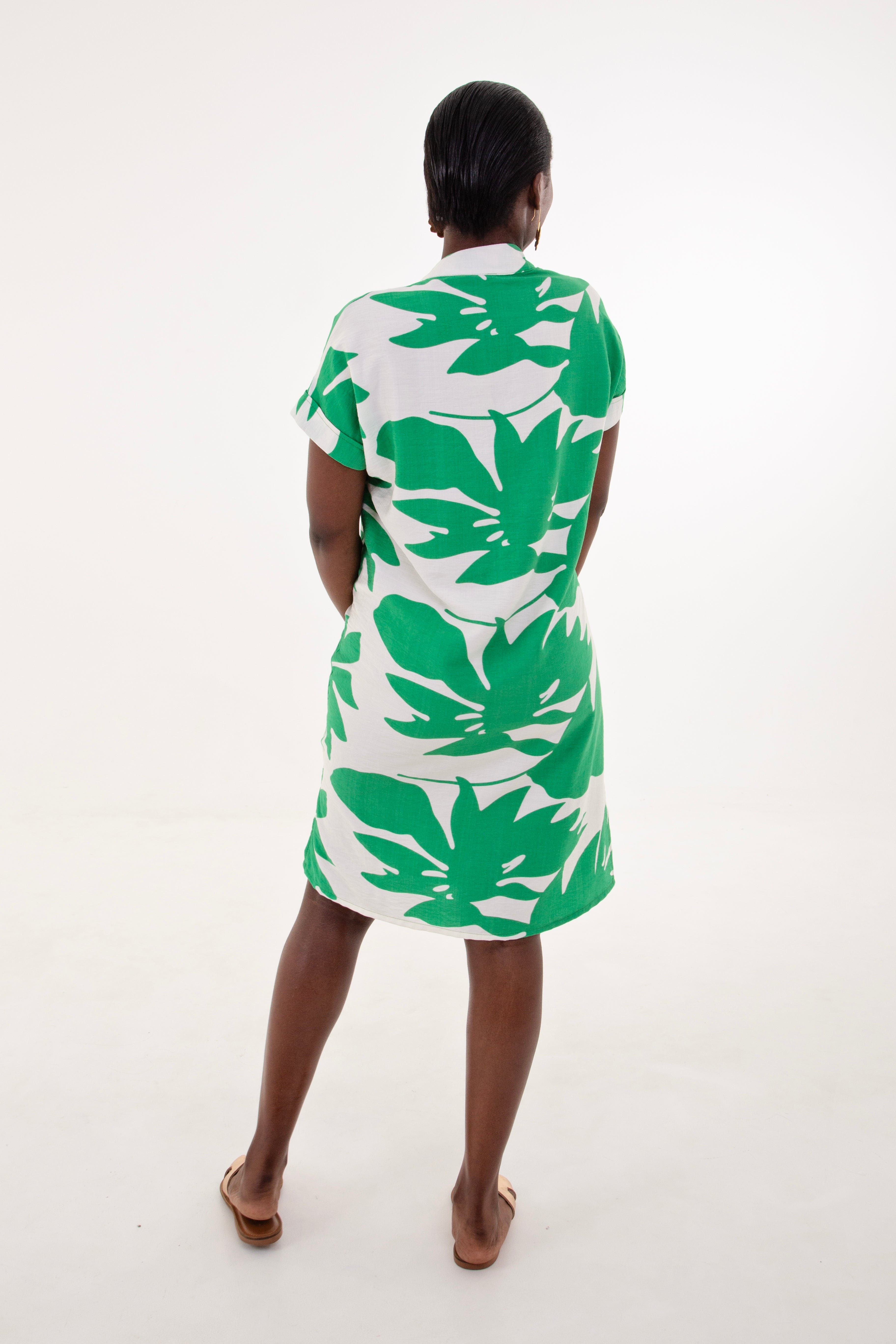 Green & White Floral Tunic Dress