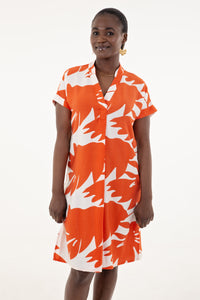 Tangerine & White Floral Tunic Dress