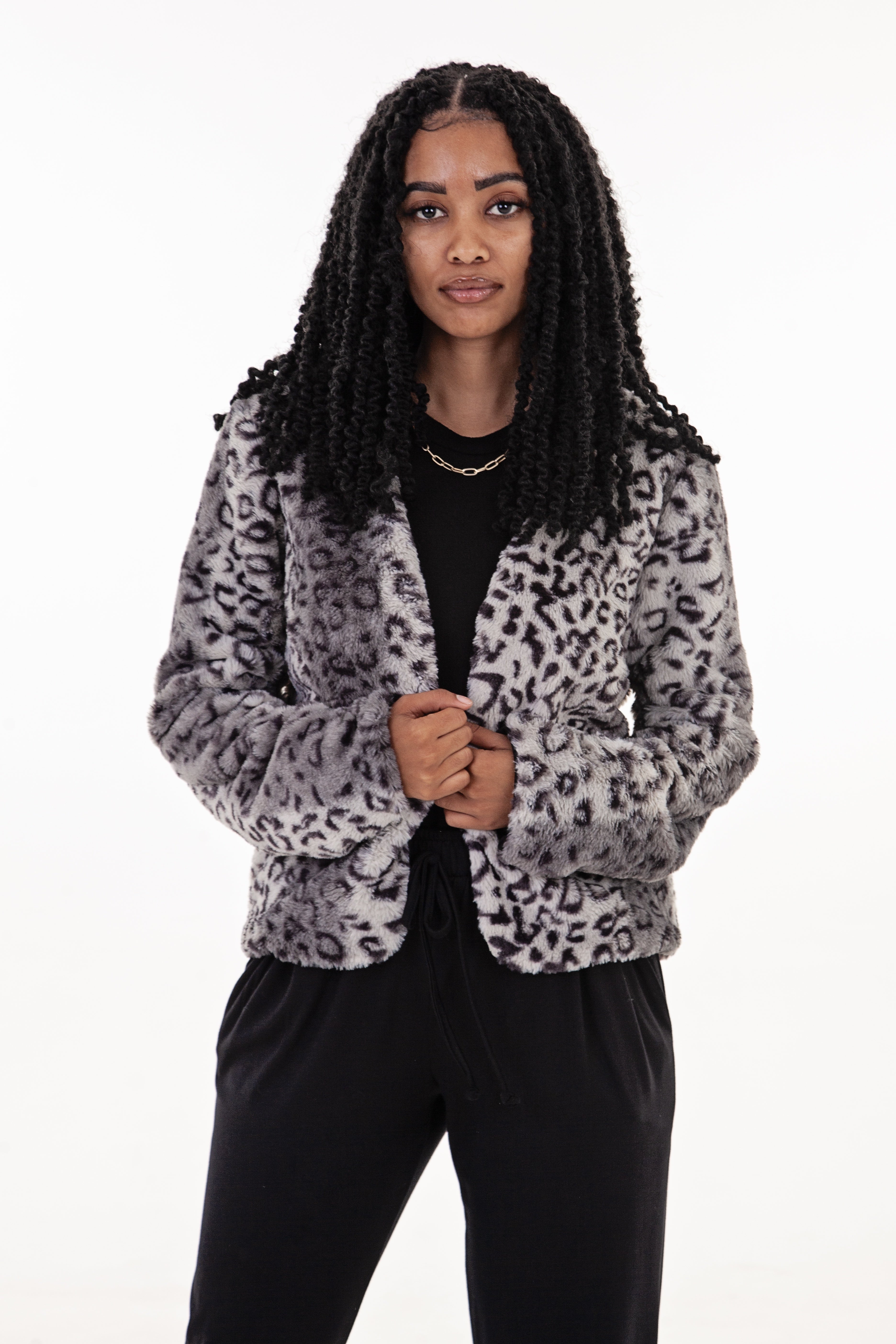 Grey Animal Fur Jacket