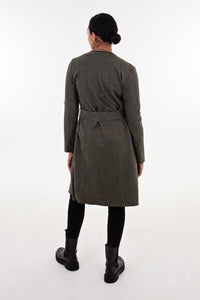 Olive Faux Suede Waterfall Coat