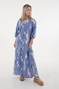 Powder Blue & Cream Tunic Maxi Dress