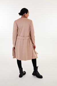 Camel Faux Suede Waterfall Coat