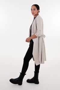 Stone Faux Suede Waterfall Coat
