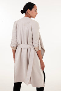 Stone Faux Suede Waterfall Coat