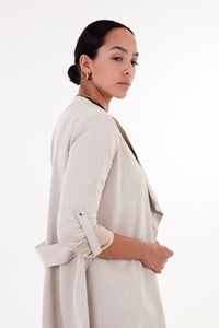 Stone Faux Suede Waterfall Coat