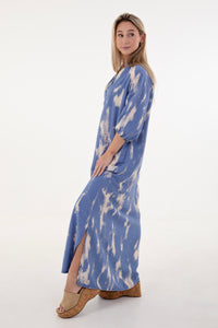 Powder Blue & Cream Tunic Maxi Dress