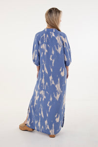 Powder Blue & Cream Tunic Maxi Dress