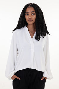 Winter White Airflow Long Sleeve Blouse