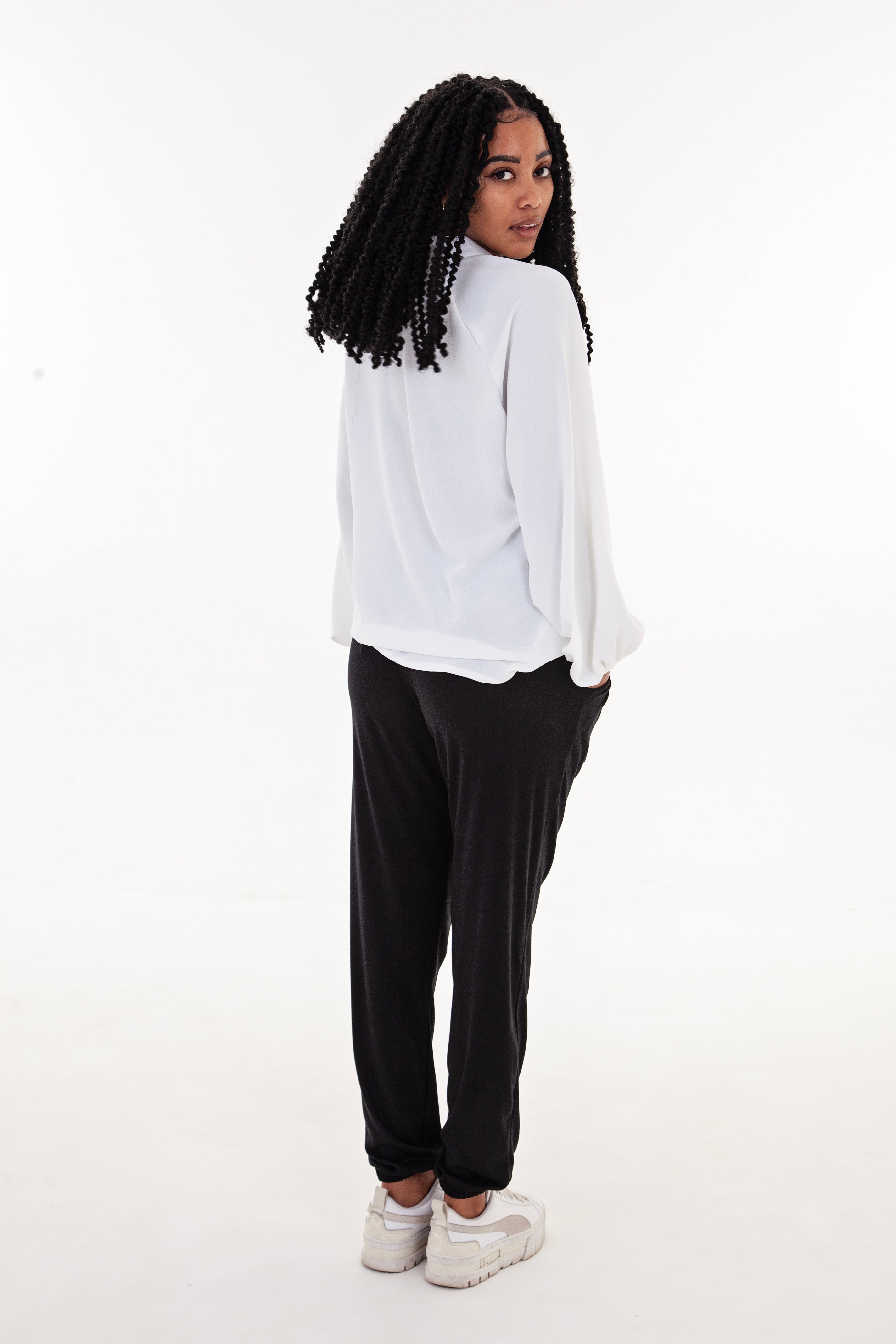 Winter White Airflow Long Sleeve Blouse
