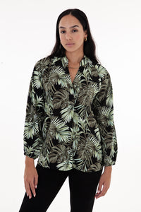 Black & Green Leaf Blouse