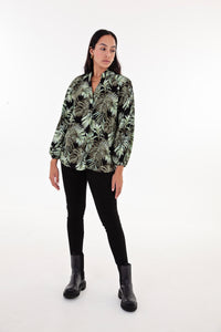 Black & Green Leaf Blouse