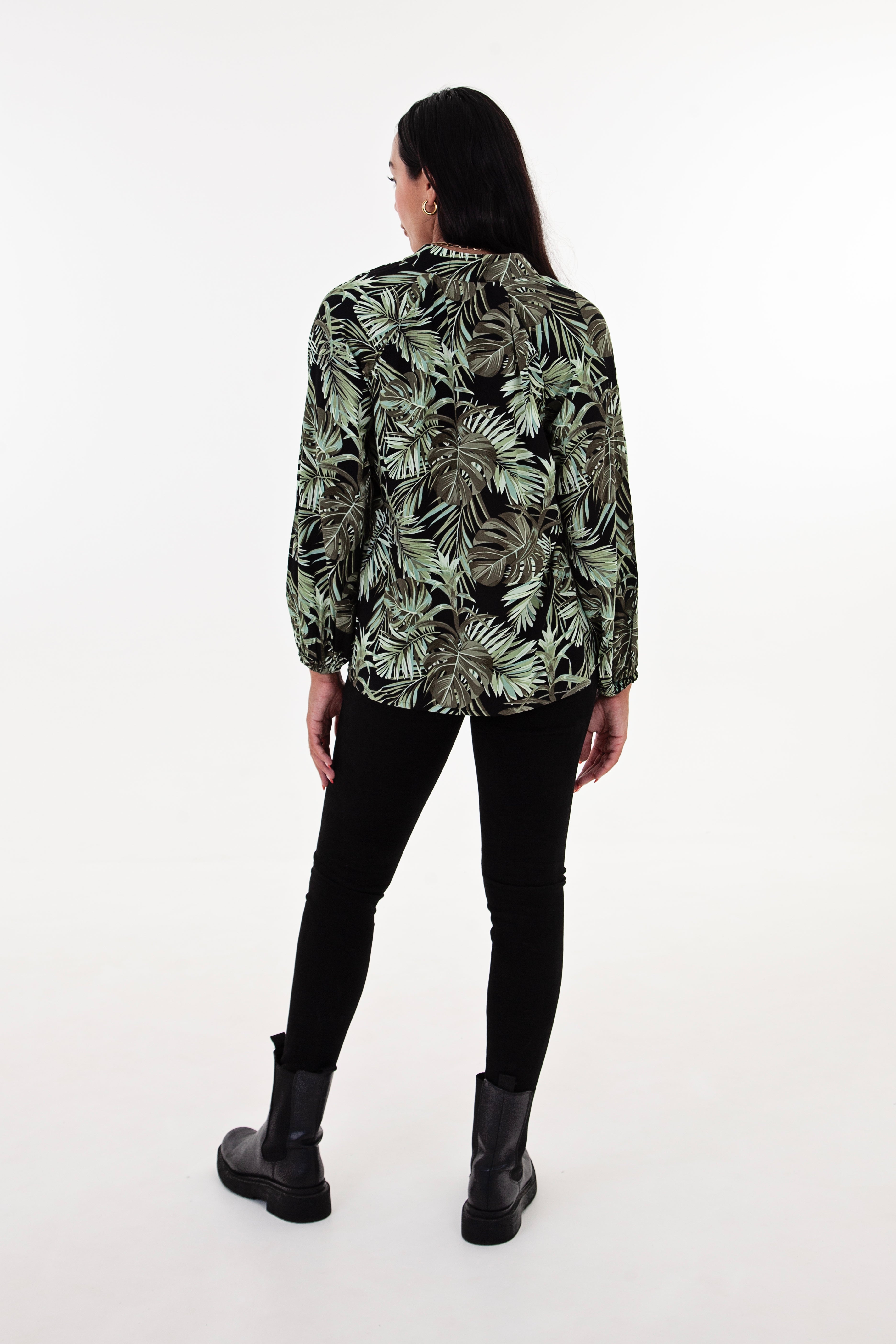 Black & Green Leaf Blouse