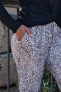 Brown & Beige Animal Print Brushed Knit Joggers