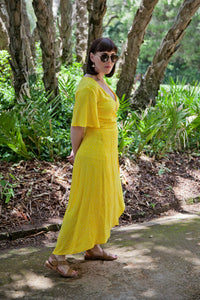 Yellow & White Spot Maxi Wrap Dress