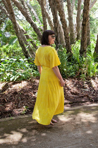 Yellow & White Spot Maxi Wrap Dress